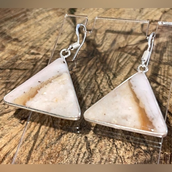 Pink Peruvian Opal Earrings 1 7/8” - Picture 1 of 16